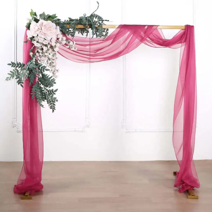 Fuchsia Sheer Organza Fabric - 18ft Backdrop Drapery, Wedding Arched Backdrop, Curtain Window Scarf Valance for Party Decorations Banners, Flower Arch Festive Use, Home Decoration