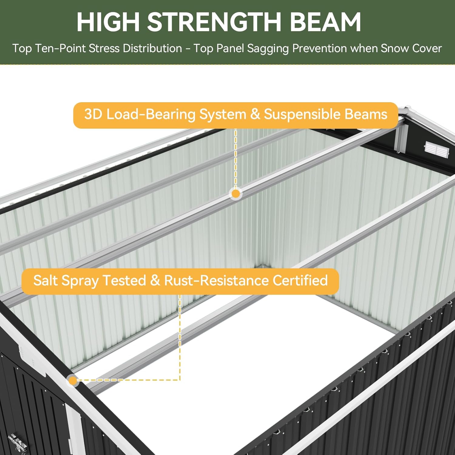 Aoxun 10x12 FT Metal Storage Shed, Lockable Garden Utility Shed with Double Hinged Doors & Sloped Roof for Outdoor Patio & Backyard