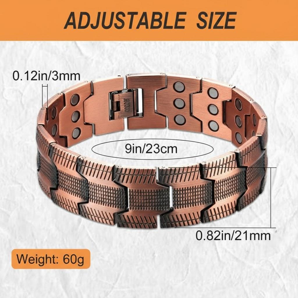 Men's Magnetic Therapy Bracelet with Adjustable Tool, Low Allergy Health Jewelry, High Beauty Pulse Bracelet，3X Ultra Strength Magnetic Bracelets,Paired with a 3500 Gauss neodymium magnet,Perfect gifts for your dad,boyfriend, loved one and brother couple