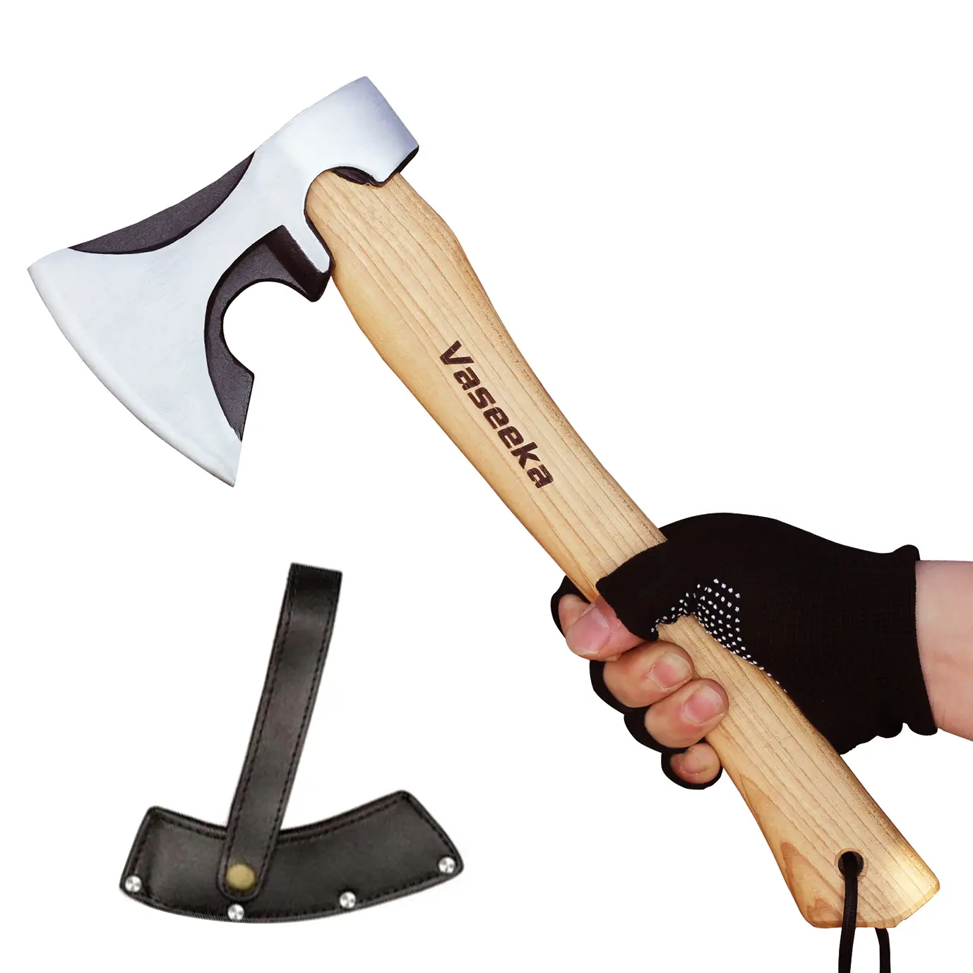 Vaseeka 14.17" Camping Hammer Axe, Yard Wood-Cutting Axe, Outdoor Tree Pruning Tool, Gardening Tool,Ash Handle Splitting Axe Durable Tools Durable Steel Tool, Durable Outdoor Tool, Multifunctional Outdoor
