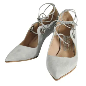 Pre-owned SALVATORE FERRAGAMO Suede Small Leather Goods Gancini Pumps