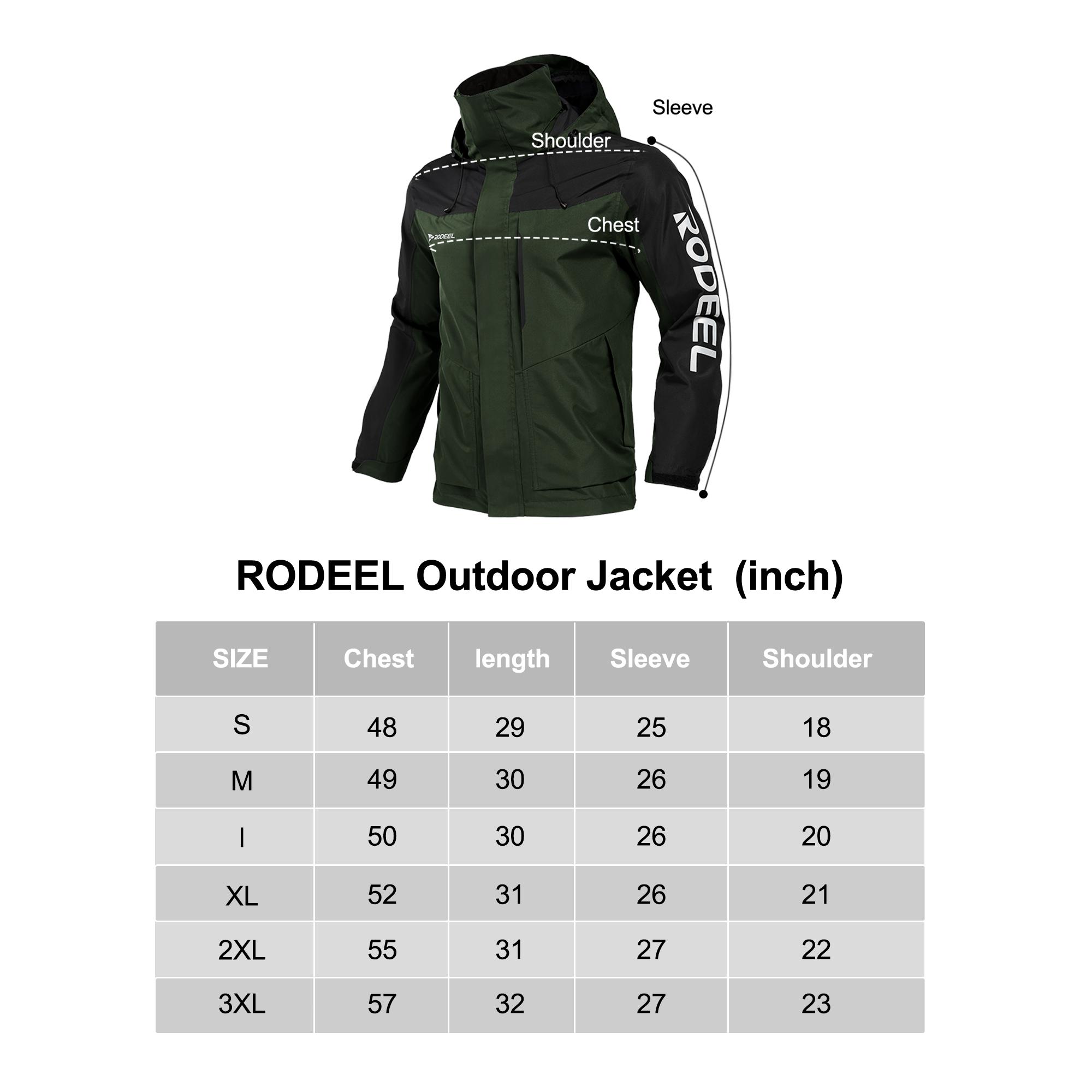 RODEEL 704 Premium Waterproof Jacket w/ Foldable Hood Men Lightweight Breathable Hooded Rainwear Durable Rain Coat Weatherproof Windbreaker For Outdoor Camping Fishing Boating Construction Roofing Landscaping Gardening Menswear, Holiday Gift