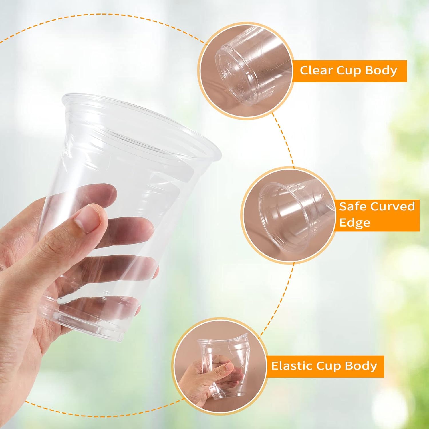 16oz Clear Plastic Cup with Straw & Lid, 50 Sets Disposable Coffee Cup, Disposable Tableware for Party & Takeaway Drink, Plastic Clear Cups
