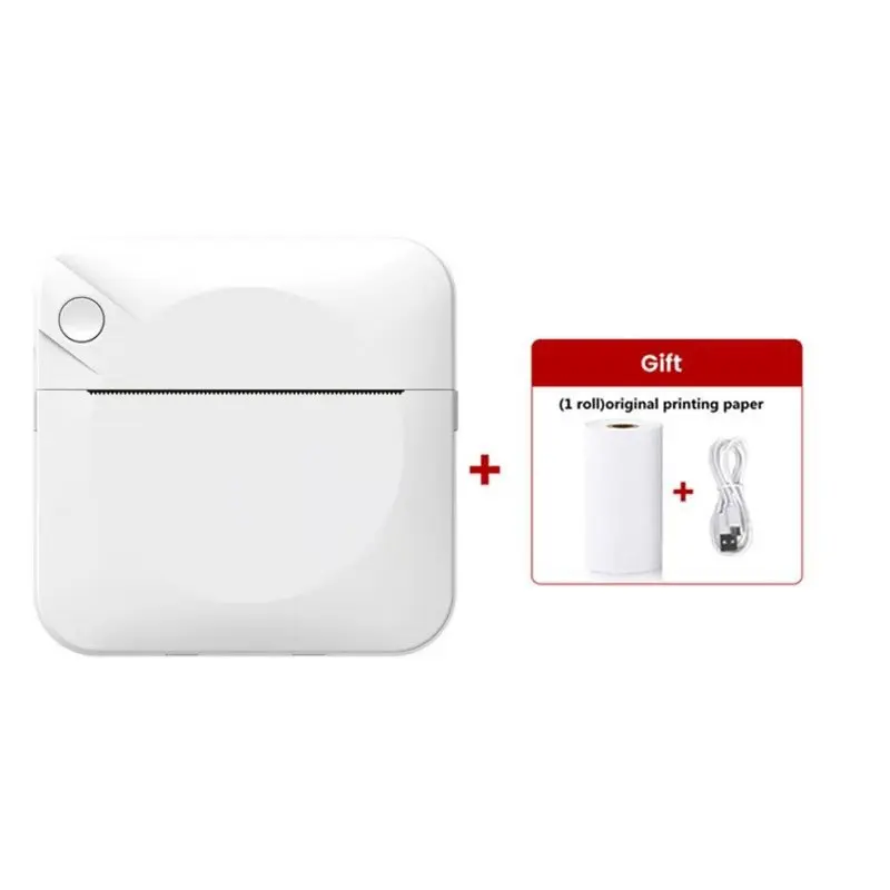 Portable Mini Printer Set, Portable Handheld Printer, USB Rechargeable Wireless Thermal Printer with Paper, Ideal for Home Office School Portable Photo Printer