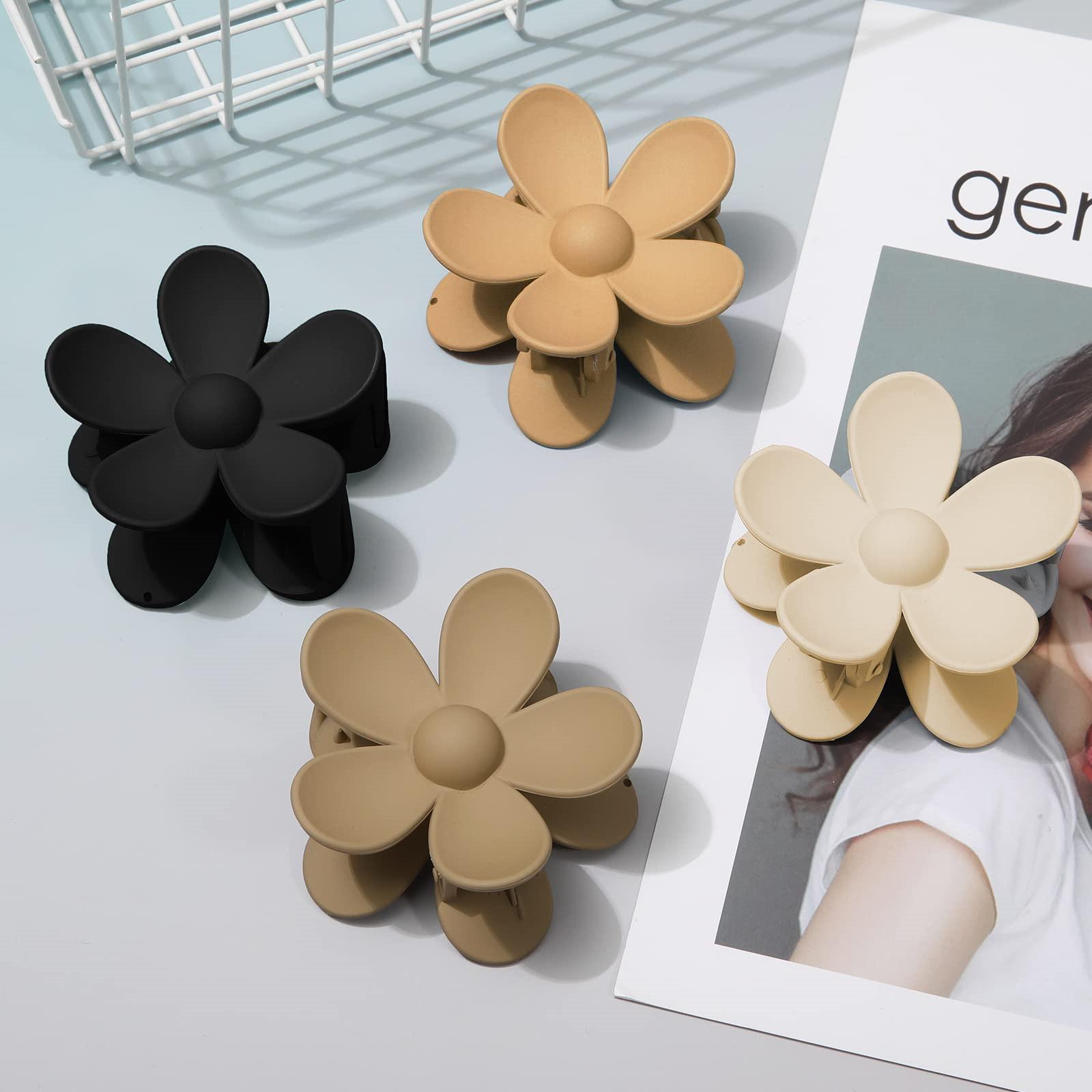 Cute Flower Hair Claw Clips - 4-piece suit Nonslip Strong Hold Small Clips for Women and Girls