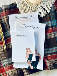 I'm Working Late, 'Cause I'm a Procrastinator Half Letter, 50 Page Tear Away Notepad Writing Stationery Vintage Material Paper Self Improvement Journal