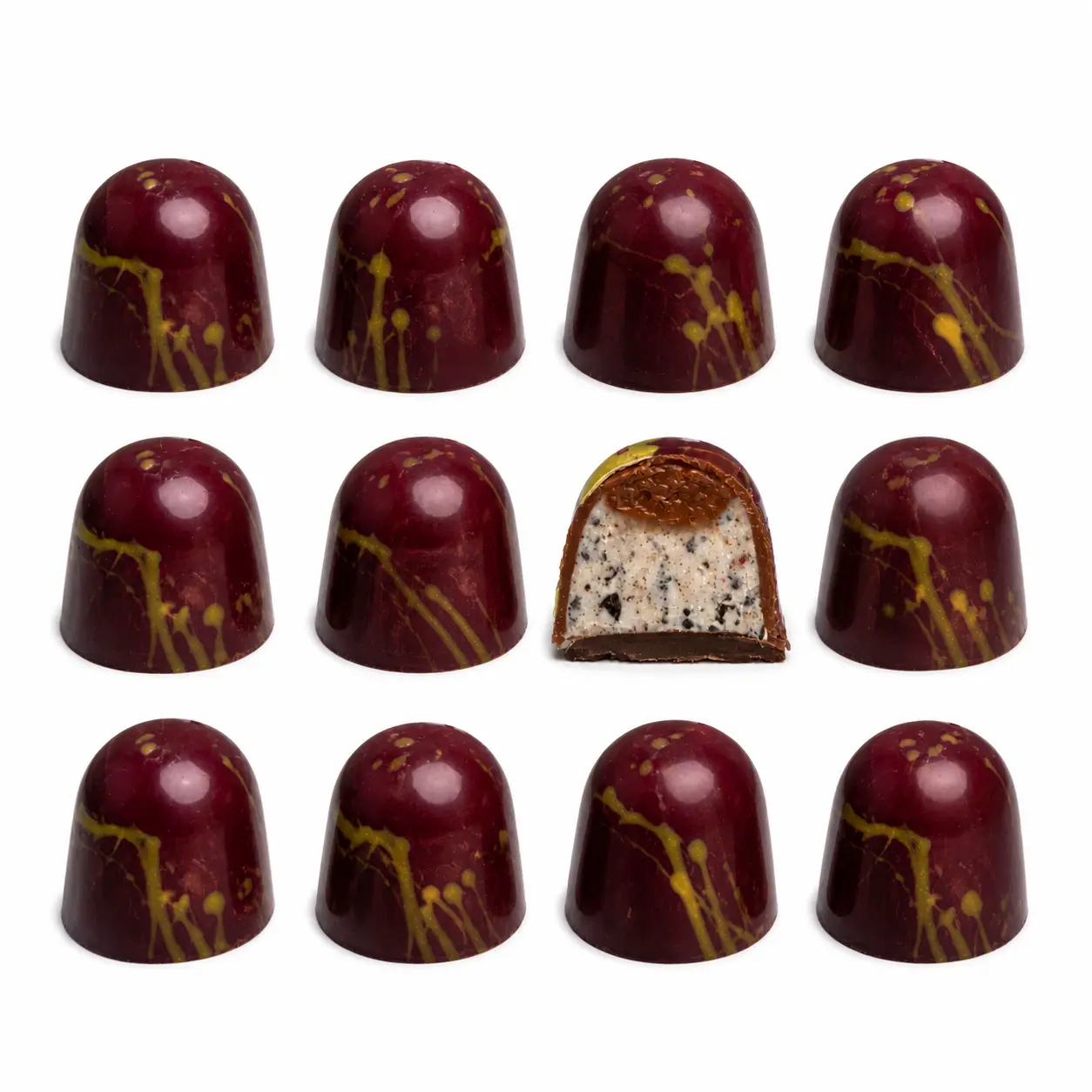 OMNIYA Galaxy Bonbon Chocolate – Purple Crystal Shell w/ Hazelnut Spread & Cookie Crumble 6oz Luxury Gift