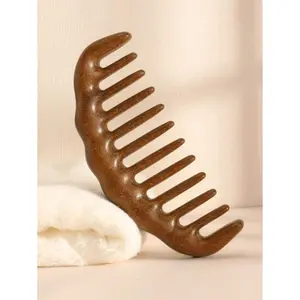 1pc Wide-Tooth Comb, Natural Sandalwood Material, Coarse Teeth Head Massage Comb, Static-Free Suitable For Curly, Permed And Straight Hair, Home Styling Comb For Women,Hair Brush,Comb
