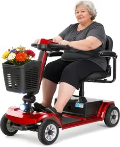 4 Wheel Red Mobility Scooter for Seniors & Adults, Easy to Use, Operate and Foldable, Heavy Duty 418 LBS, Tight Turning Radius Healthcare Healthcare Equipment Wheelchair Tool