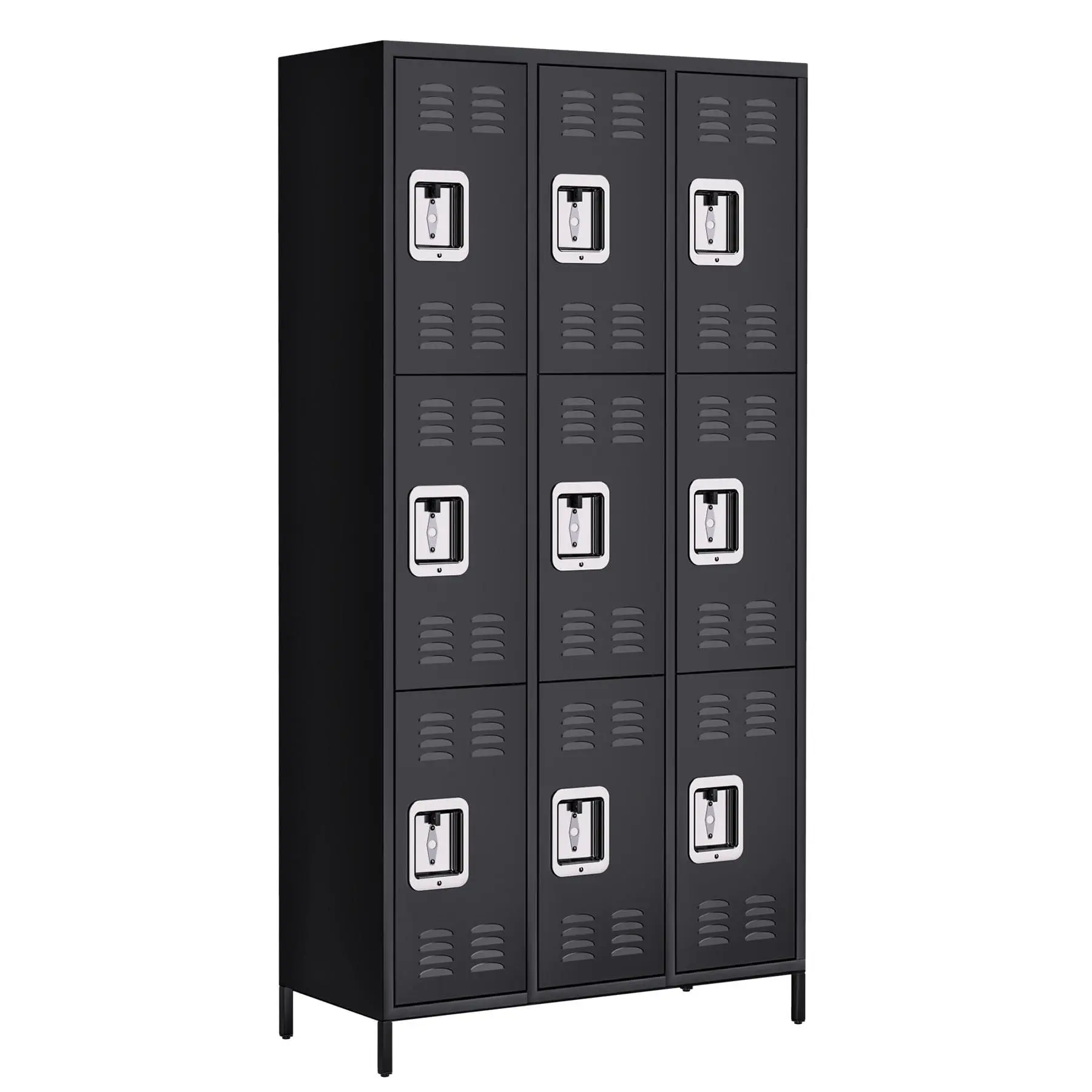 9-Door Metal Locker with Lock, 71”H Multi-Use Storage Locker for Employees, School, Office, Gym, Home, Garage, Industrial - Assembly Required