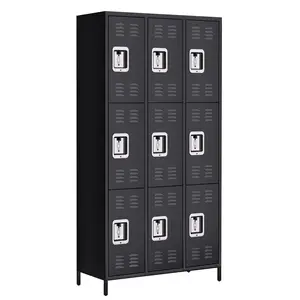 9-Door Metal Locker with Lock, 71”H Multi-Use Storage Locker for Employees, School, Office, Gym, Home, Garage, Industrial - Assembly Required