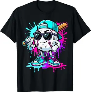 Baseball Drip Ice Cream Apparel Youth Drip Baseball Tees T-Shirt Cotton Fabric Kid
