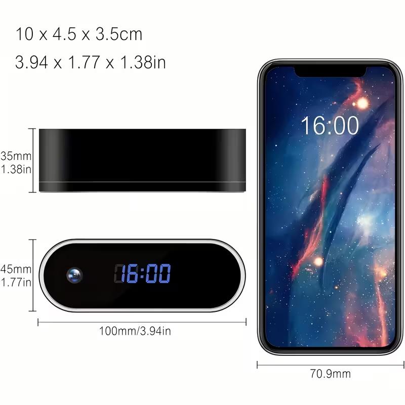 Mother's Day Gift:WiFi Security Camera - Wireless Camera Clock with 64GB Card, Night Vision, Motion Detection, Loop Recording, 2.4GHz WiFi Connection, Lithium Battery Powered, Remote Live Viewing, Ideal for Home, Office, Warehouse Monitoring