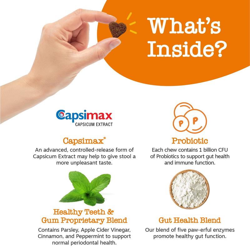 Zesty Paws Chew No Poo Bites™ for Dogs - Chicken Flavor All Natural Digestive Support Supplements with Capsimax & Probiotics