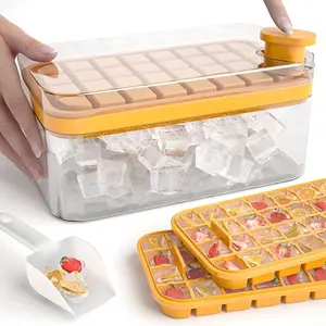 64-Cube Ice Cube Tray with Lid & Bin – Easy Release, Large Capacity Ice Maker for Home Kitchen