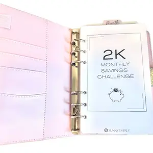 2K Monthly Savings Glitter Binder Bundle with 12 Months Vellum Laminated Sleeves & Month Tab Divider for $2000 Savings
