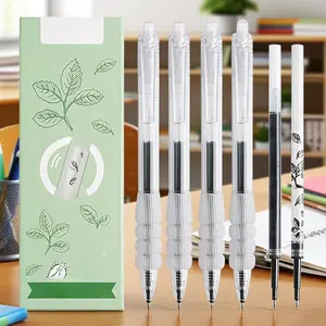4pcs Mint Clicker Gel Pens, 0.5mm Quick-Dry Ink, Soft Grip Hand Protection Design, High Aesthetic Study Stationery Set