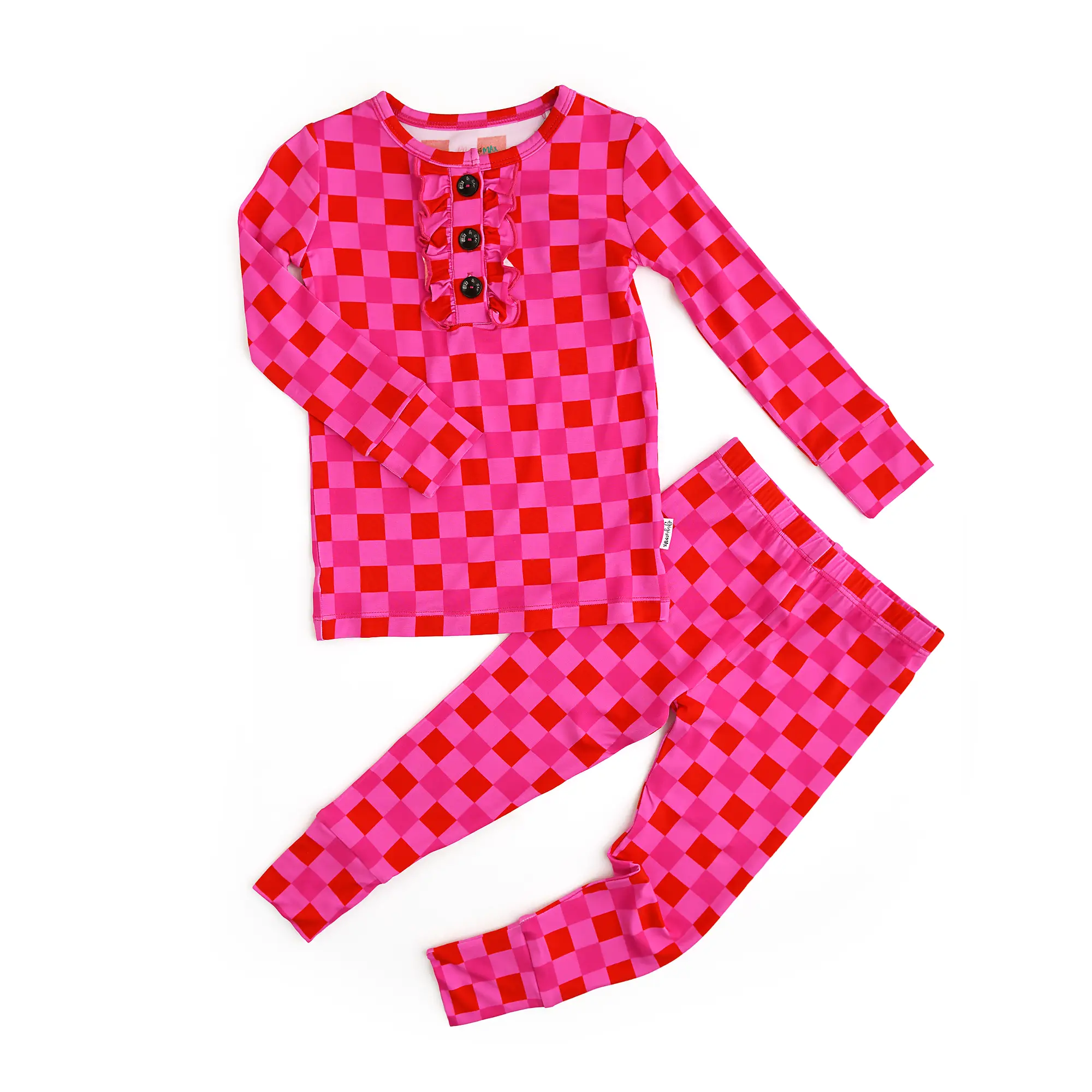 Sydney Pink Checks Ruffle Two Piece Valentines Day Checkes Bamboo