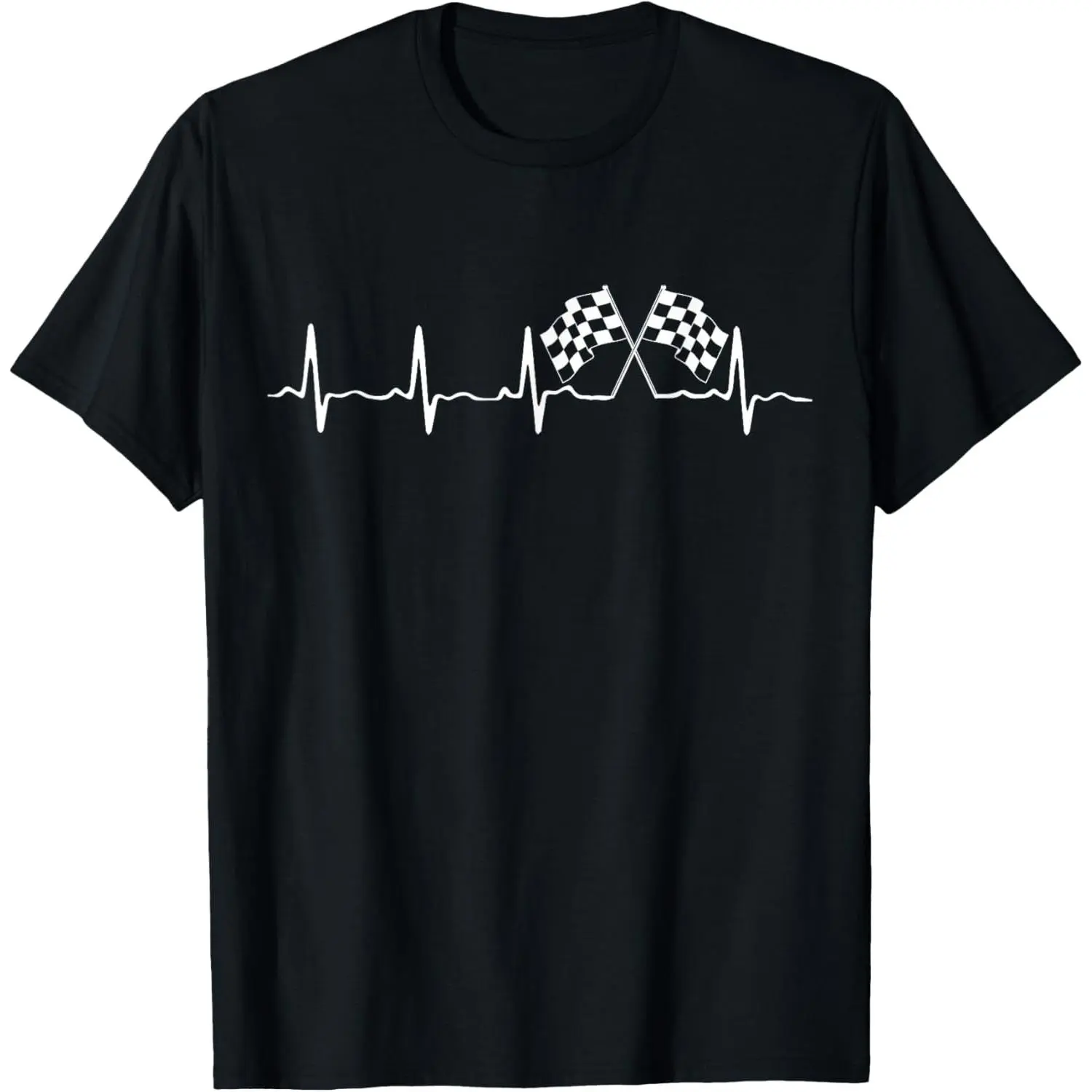 100%cotton Racing Flag Checkered Flag Heartbeat Motorsports T-Shirt T-Shirt