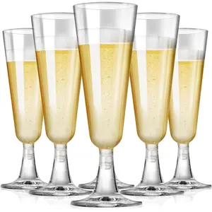 Plastic Champagne Glasses Disposable Champagne Glasses 20 Pieces 5oz Transparent Plastic Mimosa Glasses Acrylic Wedding Toasting Glasses New Year's Eve Party Supplies 2026 Christmas Bar Cocktail Glasses
