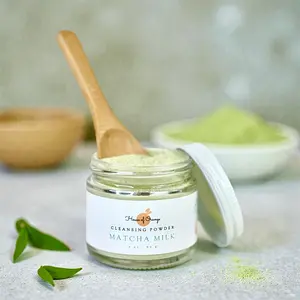 Matcha Milk Cleansing Powder for Gentle Acne Treatment & Calming Redness, Senstive Skin, Vegan, Fragrance-Free, Nourishing, Organic Facial Wash, 2 oz Pack