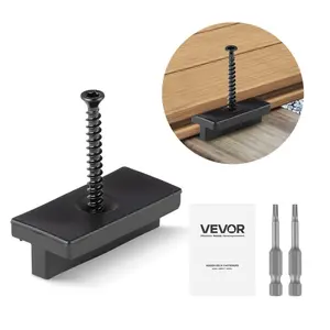 VEVOR 90PCS Hidden Deck Fasteners for Composite Decking Board, Universal Composite T Clips Plastic Hidden Fasteners with Metal Screws, Polypropylene PP Clips Works with 0.26 inch Gaps, BlackVEVOR Super Brand Day