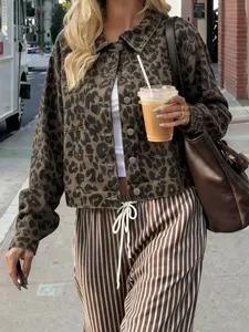 New Leopard Print Short Jean Jacket, American Style Sexy Fit, Slimming Design, Versatile Streetwear, All-Season Fashion