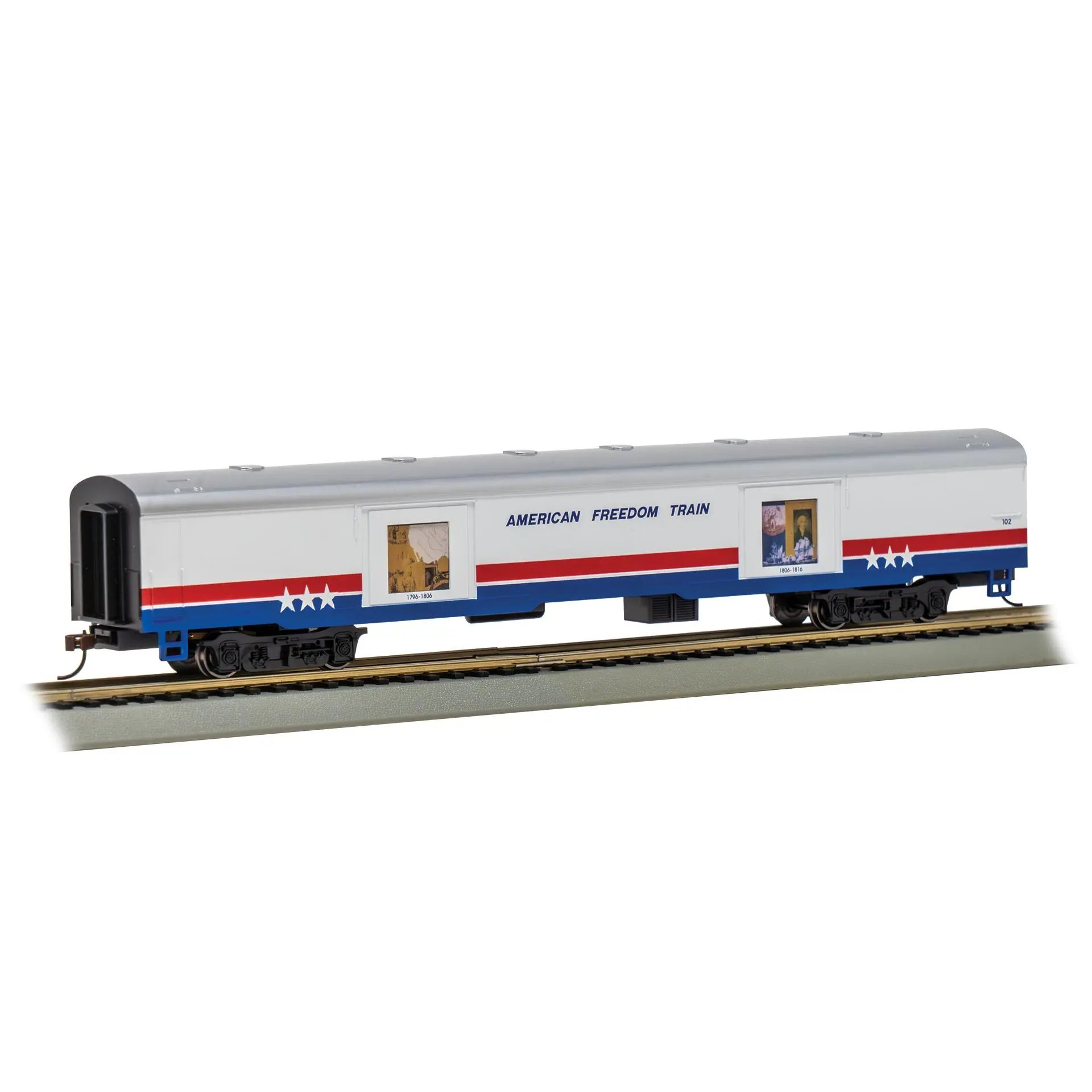Bachmann Trains - LIMITED EDITION AMERICAN FREEDOM TRAIN CARS with LIGHTED DISPLAYS - EXHIBIT CAR #102 1796-1816 - HO Scale