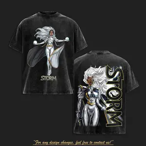 Retro Vintage Stormm 'Weather Goddess' Premium Washed Cotton T-Shirt, Ororo Munroe MCU Inspired Comic Graphic Tee, Super Hero Universe Comic Book Fans Shirt, Mutant Power Outfit, Gift For Hero Fans