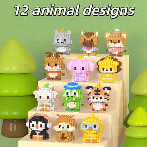 Cute Animal Shaped Building Blocks Set, 12 Designs, Perfect for Collecting, Display, Birthday Gifts, Holiday Presents