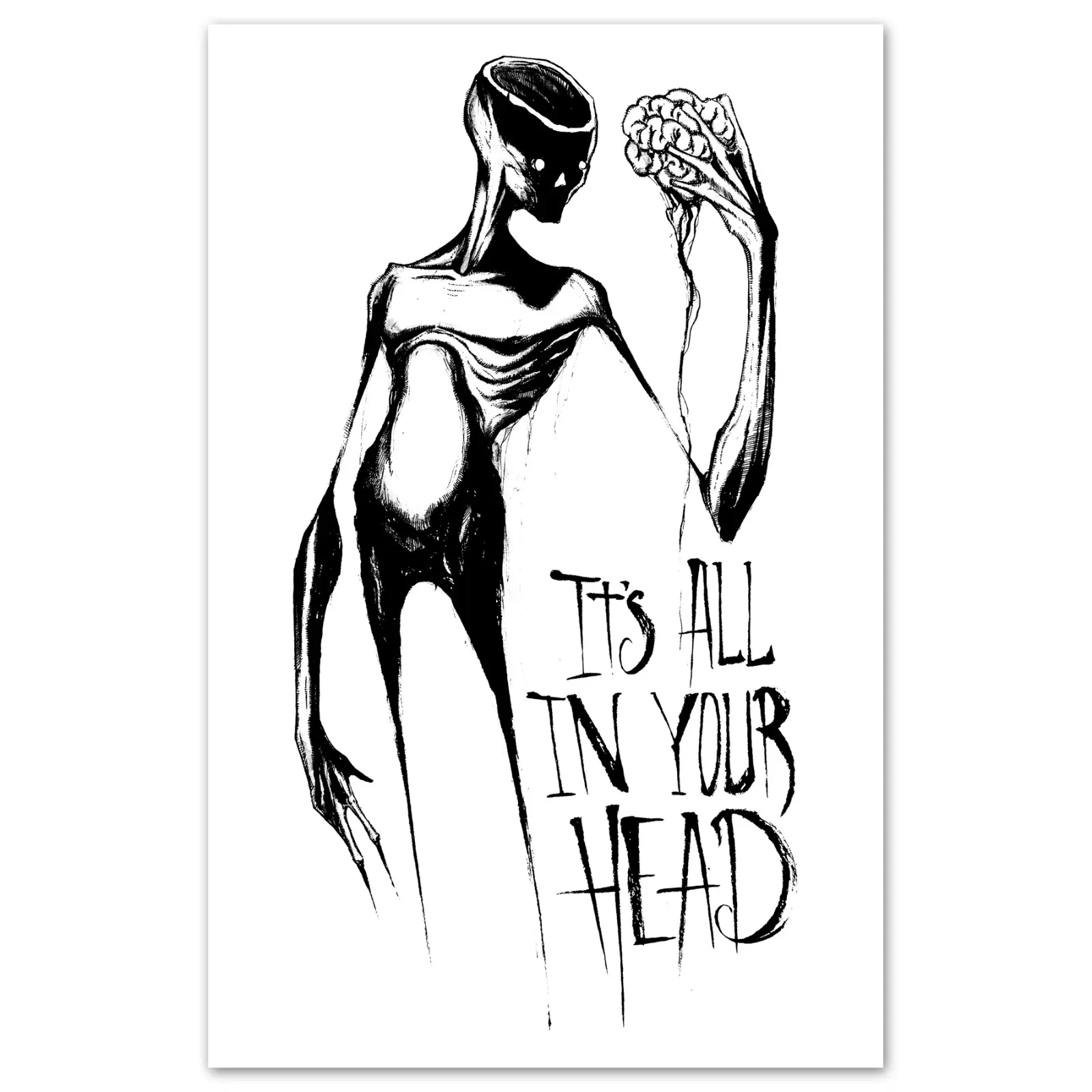 "Dopamine Decor" style art print-"It's All in Your Head"; suitable for room decor or a gallery wall;