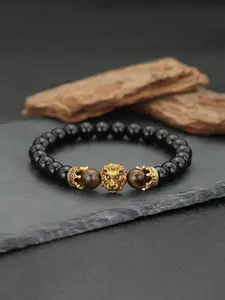 Men's Lion Design Beaded Bracelet, Vintage Crown Charm Bracelet for Boyfriend, Fashion Jewelry for Party, Daily Clothing Decor, Trendy Exquisite Jewelry for Birthday Gift, Charms Bracelet