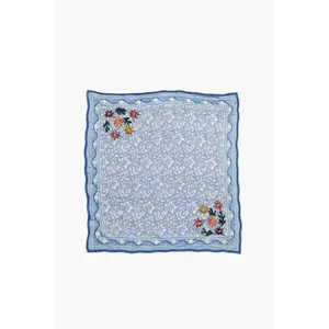Embroidered Floral Bandana Porcelain Blue