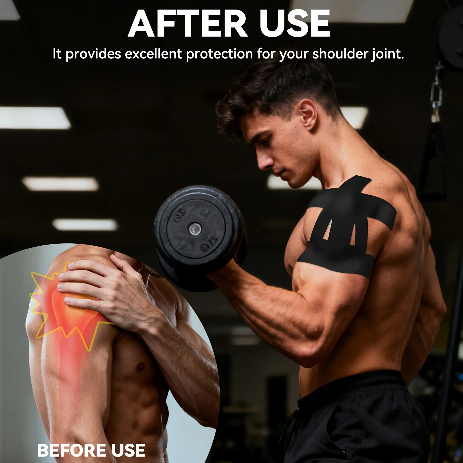 10-Pack Sports Bandage,Kinesiology Tape for Shoulder Pain Relief – Waterproof & Breathable Athletic Tape for Shoulder Support, Muscle Recovery & Sports Performance,Adjustable for Men And Women, Suitable for Outdoor Sports And Activities
