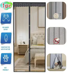 Pet Scratch-Resistant Door Curtain, Classic Polyester Mesh Screen, Magnetic Closure, Easy Installation, Multiple Sizes Available