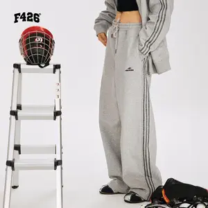 F426 Official Store Spring New Men's Casual Sweatpants with Color-Blocked Cuffs and Stitching Details Baggy Workout Clothes