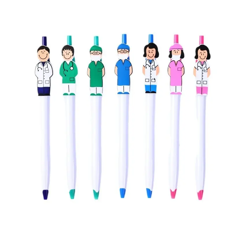 Cute Cartoon Doctor & Nurse Clip Ballpoint Pen with Smooth Writing Comfortable Grip Fun Medical Figurine Pen Holder Creative Gift for Nurses Doctors Students and Adults for Office School Use
