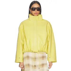 AEXAE Leather Pebble Utility Jacket in Pebble Yellow