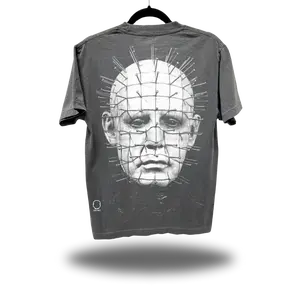 Hellraiser Faded Black Oversized Tee – Horror Streetwear T-Shirt, Y2K Grunge Fashion, TikTok Viral Graphic Tee, Gothic Aesthetic, Halloween Outfit, Oversized Vintage Cotton Shirt