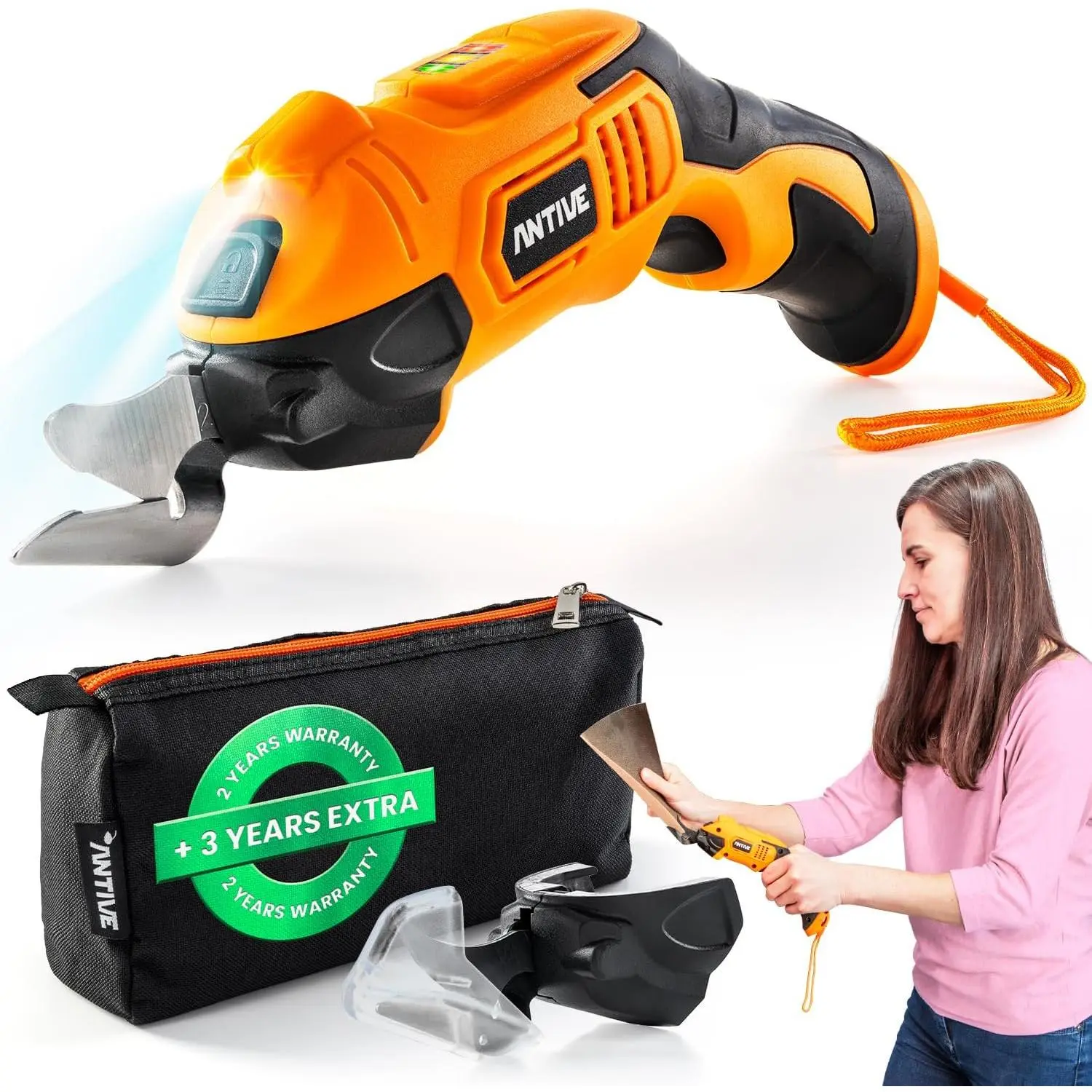 Rechargeable Cordless Electric Scissors Hand Tool - Plastic, Metal & Fabric Cutting Tool, 2 Blades, 1/3" Max Cut Capacity, for Crafting, Box Shredding - Free Delivery on Eligible Purchases
