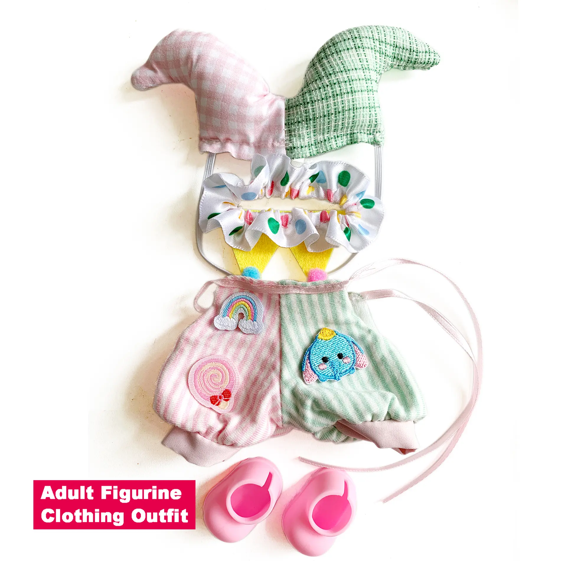 Cute Clown Pastel Doll Clothes Set sutiable Labubu Clothes Set, 17cm Doll Outfit, Fashion Accessories for The Monsters, Collectible Doll Clothing, Labubu Fashion Outfit Set, Cute Miniature Costume for The Monsters Vinyl Figure
