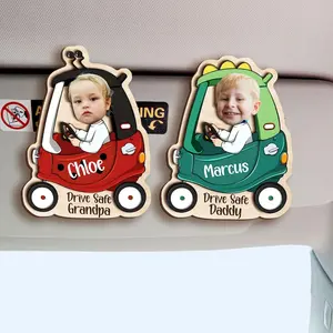 Personalized Drive Safe Daddy Visor Clip Gift, Custom Photo Frame Car Visor Clip, Car Visor Clip For Dad, Custom Fathers Day Gift, Dad Gifts