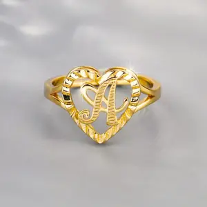18k silver/gold plated ring decorated with heart and letter 26, personalized ring suitable as a gift for Valentine's Day, Mother's Day, birthday gift