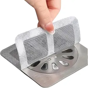 30Pack Disposable Shower Drain Hair Catcher 4" X 4" Drain Hair Catcher Mesh Stickers Shower Drain Mesh Stickers for Bathroom Accessories, Kitchen, Sink, Bathtub