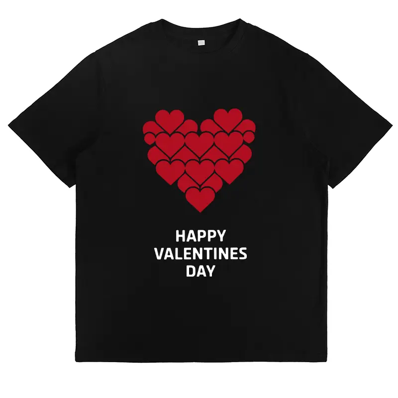 Women's Valentine's Day Graphic T-Shirt - Short-Sleeve Crewneck, Bold Colors, Cute Red Heart Print, Soft Comfy Streetwear Top, Gift for Her, 2026 Trendy Casual Date Night Outfit