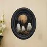 Vintage Halloween Ghost Wall Art, Handmade Oval Wooden Decoration Items, 5.25x4.16 Inch, Perfect for Christmas & Thanksgiving Decorations