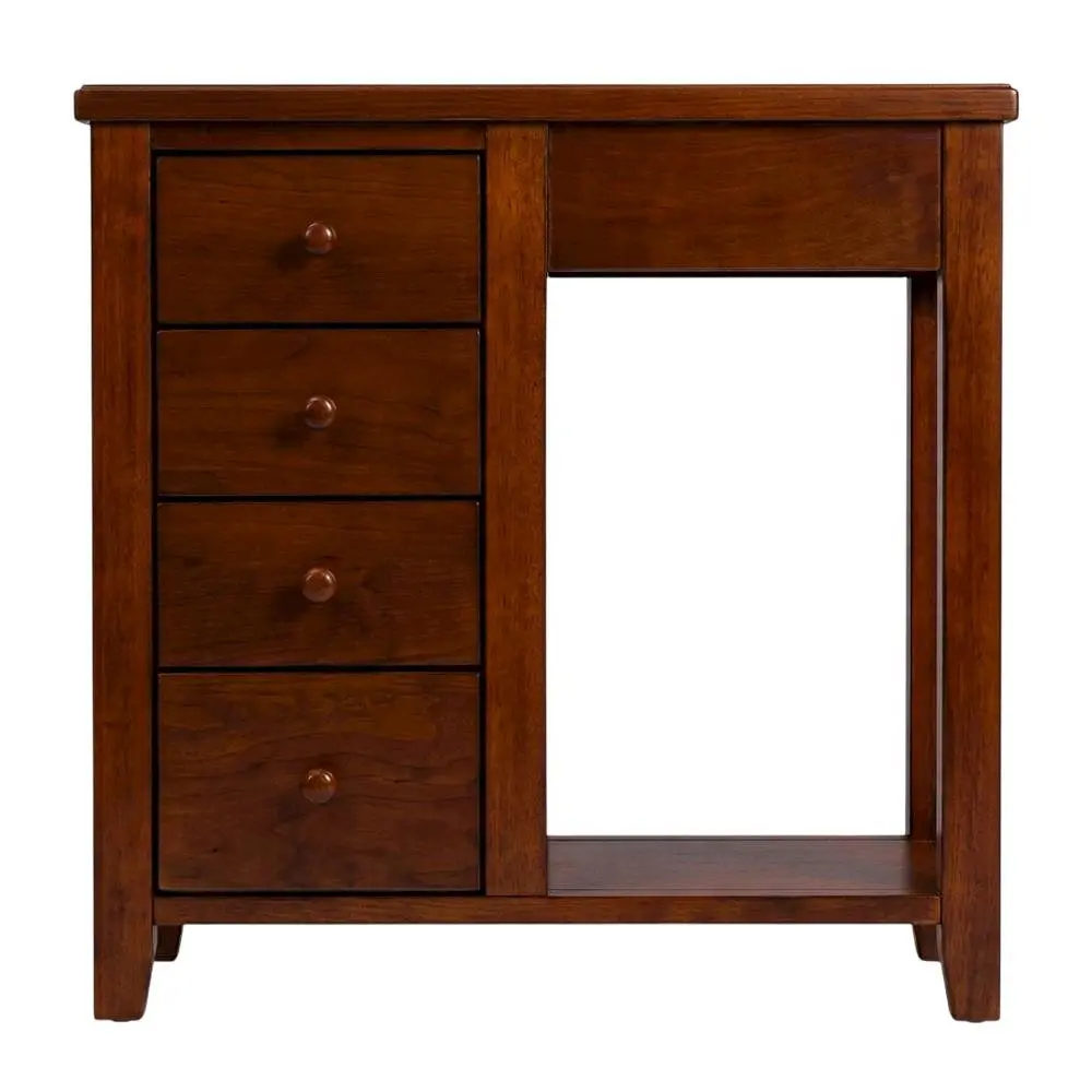 4-Drawer Chairside Chest with Storage, Transitional Side Table for Living Room