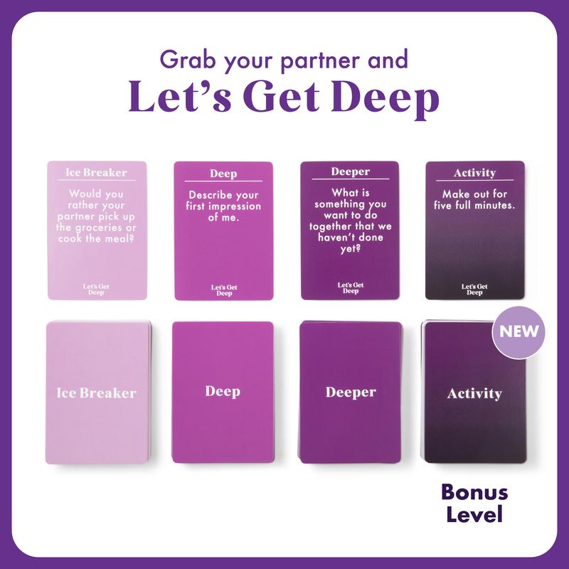 Let's Get Deep Couples Card Game for Date Nights & Meaningful Gifts 300 Questions Across 4 Categories Perfect for Valentines Anniversaries & New Relationships