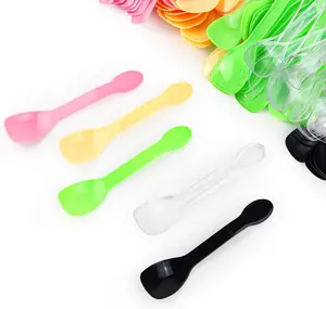 100PCS Tasting Spoons Ice Cream Dessert Taster Spoons Plastic Mini Spoons Disposable Dessert Spoons for Miniature Dessert Cups, Sampling, Small Catering Supplies, Tasting Party (Multi Color)