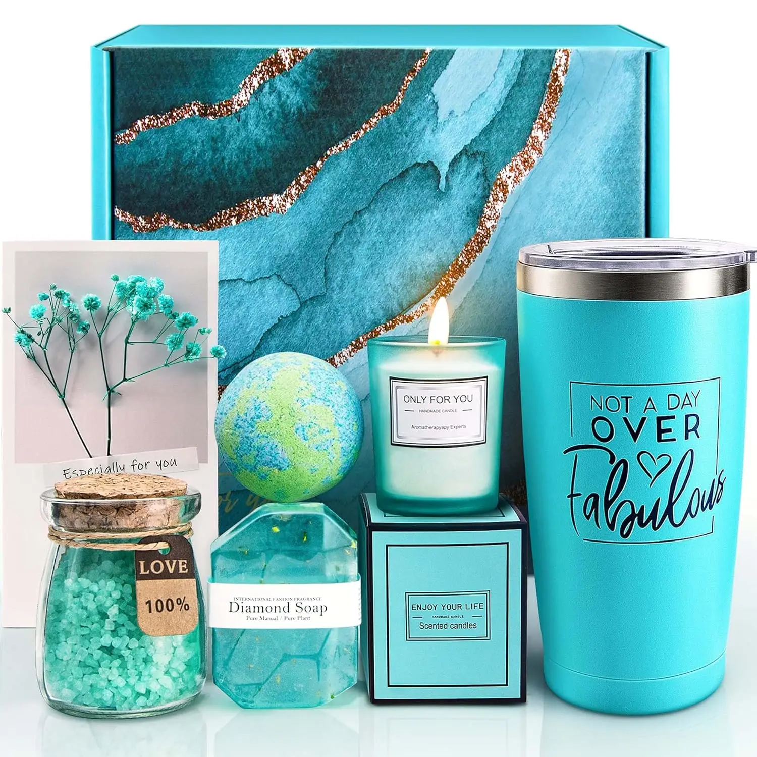 Birthday Gifts for Women, Pampering Gifts for Mom Sister Best Friend Teacher Nurse Coworker, Unique Spa Relaxing Gift Baskets for Her - Christmas Gifts for Women Gift Hamper Flower Set Box Bracelet mini hygiene products Mothers day